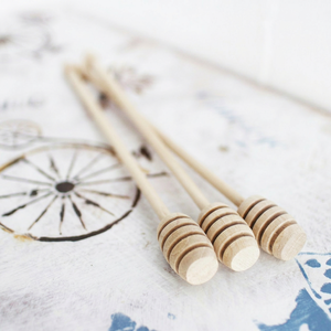 Hand Polished Wooden Honey Dipper Honey Mixing Stick Natural Wood Honey for Beverage Preparation and Serving - Product Image 1