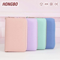 Hongbo meilleur vendeur 17 couleurs cuir Saffiano A6 budget classeur portefeuille petit Zippy couverture rigide reliure à anneaux bureau cadeau argent journal