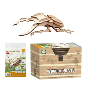 Puzzle in legno 3D insetti cicala farfalla Mini creativo fatto a mano fai da te modello 3D Puzzle giocattoli per bambini