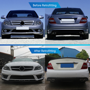 W204 C63 2007-2014 汽车改装升级黑系列车身套件前保险杠后保险杠侧裙挡泥板适用于奔驰C级 - Product Image 2