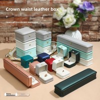 Boîte à bijoux haut de gamme en cuir PU, boîte cadeau pour colliers, bijoux, design taille affinée, boîte d'emballage pour bagues, bracelets et joncs