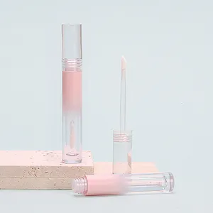 Kosmetik verpackung Benutzer definiertes Logo Feste dicke Wand Farbverlauf Weiß Klare Flasche Flüssiges Lipgloss-Röhrchen mit Wischer 3,9g