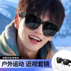 Lunettes de soleil polarisées de style coréen avec verres correcteurs UV400, monture noire pour femmes, sports de plein air, cyclisme, conduite - Product Image 1