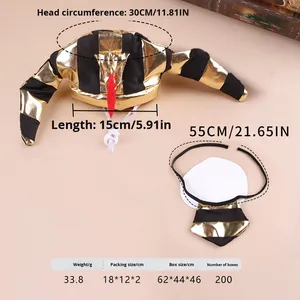 गोल्ड फिरौन एजिप्टियन डिजाइन हेलोलीन शीतकालीन पर्यावरण के अनुकूल पॉलिएस्टर कुत्ते पार्टी टोपी ठोस पैटर्न प्रिंट एक्सेसरी - Product Image 6