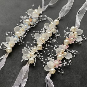 Accessoires de robe de <span class=keywords><strong>mariée</strong></span> pour filles, robe de cérémonie, bracelet de fleurs de poignet en perles fait à la main, ensemble de guirlande, coiffe pour <span class=keywords><strong>cheveux</strong></span> - Product Image 3
