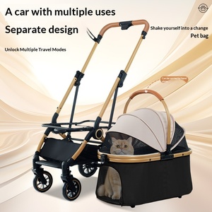 La poussette pour animaux de compagnie de voyage et d'extérieur est légère, pliable, détachable et portable pour les chiens et les chats de petite et moyenne taille - Product Image 3