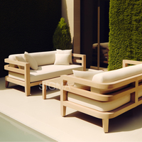 Canapé d'extérieur en teck massif de luxe, résistant aux intempéries, meubles de jardin et de terrasse