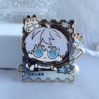Vente en gros de badges en émail dur personnalisés avec logo anime, en laiton émaillé, finition plaquée or, impression sérigraphique