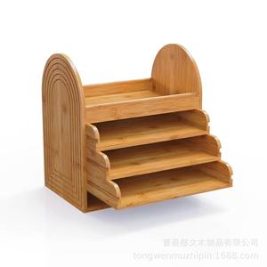 Wooden Desk Organizer 3 Tier Multi Compartment Office <b>Storage</b> <b>Box</b> For Home Office Use - Product Image 3