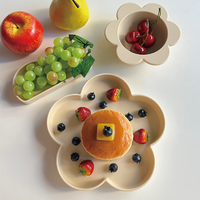 Bol à ventouse en silicone sans BPA, design antidérapant, motif fleur, assiette enfant superposable, ensemble de bols en forme de fleur