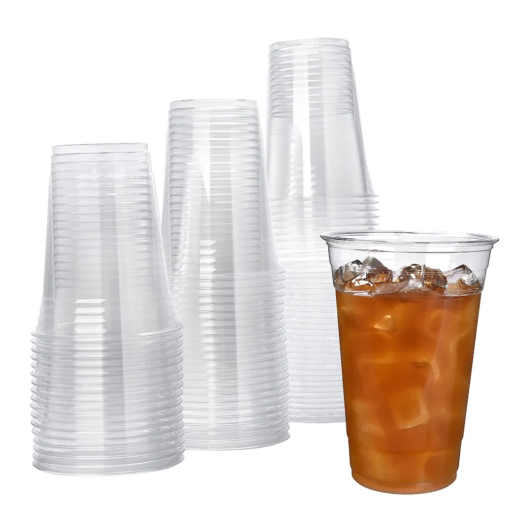 Fábrica Atacado 9oz 12oz 16oz 20oz 24oz 32oz descartáveis PET Plastic Clear Cold Cups