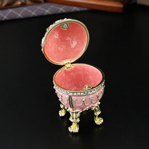 Boîte à bijoux en émail en forme d'œuf, artisanat rétro, boucles d'oreilles à clapet, bague, décoration pour la maison, le salon, la chambre - Product Image 4