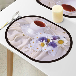 Bán Buôn Thân Thiện Với Môi Có Thể Giặt Không-Trượt Dầu Bằng Chứng Hình Bầu Dục Mỏng Nhựa PP Khăn Trải Bàn Không Thường Xuyên In Nơi Mat - Product Image 3