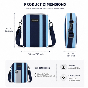 Sac bandoulière vertical personnalisé en cuir PU rayé pour hommes, vente en gros OEM/ODM, faible MOQ, sacs à main avec conception gratuite - Product Image 3