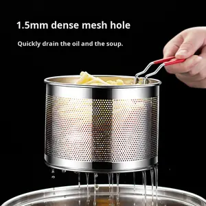 Friteuse électrique en acier inoxydable Bambus, friteuse à frites, filtre à huile, passoire, cuillère pour fondue épicée - Product Image 2