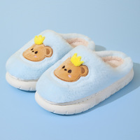 Chaussons d'intérieur chauds pour enfants, garçons et filles, en peluche épaisse, motif animal, grenouille, ours, semelle épaisse