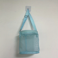 Sac de rangement en maille pour enfants, seau à sable rond, sac de rangement pour jouets de plage, sac pliable en polyester pour jouets de sable, fermeture éclair, 15x17cm