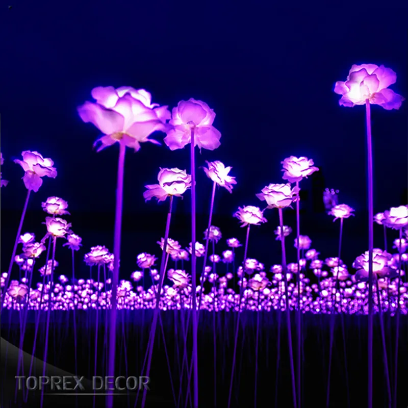 عيد الحب حديقة إضاءة ديكوريّة يصل رومانسية روز زهرة الزهور الاصطناعية مع أضواء led في