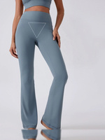 Leggings pour femmes taille haute, effet push-up, sans couture avant, coupe ajustée, jambe large, pour yoga et sport
