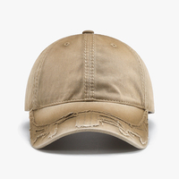 Gorra de Béisbol Casual Ajustable de Algodón con Borde Deshilachado y Estilo Desgastado