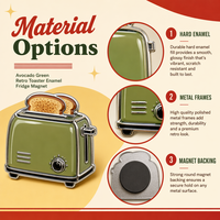Imanes de nevera de metal esmaltado personalizados estilo retro para cocina: hervidor, batidora, horno, cafetera, tostadora. Regalos decorativos y de recuerdo.