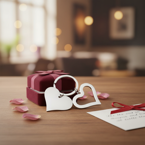 Portachiavi in metallo a doppio cuore con finitura argento per regali d'amore e accessori - Product Image 3