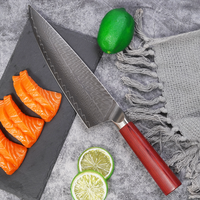Couteau de Chef Japonais Gyuto en Acier Damas VG10 de 8 Pouces, Haute Dureté, Ambidextre, Manche en Bois Pakka Rouge, Direct Usine OEM