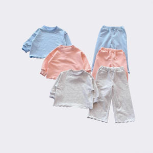 Set Autunno Inverno Genitore-Figlio, Pantaloni a Gamba Larga Tinta Unita per Ragazze, Fondo Ondulato, <span class=keywords><strong>Felpa</strong></span> a Maniche Lunghe in Cotone - Product Image 3