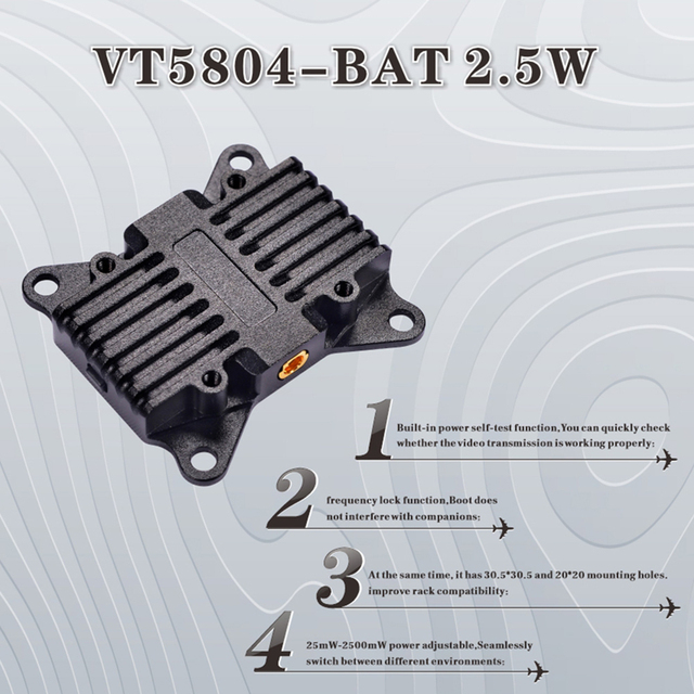 PandaRC VT5804 Fast Shipping 5.8GHz VTX Video Receiver and Transmitter Set with 2.5W BAT 5.8Ghz VTX Mounting for RC Use