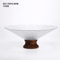 Vente en gros d'assiettes rondes en verre transparent pour fruits, plat, grande assiette de présentation avec bordure argentée et dorée pour mariage, usage domestique