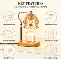 Lampe chauffe-bougie avec minuterie et variateur d'intensité, chauffe-cire moderne pour bougies parfumées en pot avec 2 ampoules