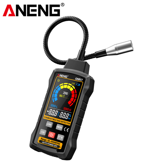 ANENG GN807 Combustible Gas Detector Toxic Gas Leak Tester Light Alarm Metal & ABS Plastic 1 Year Warranty