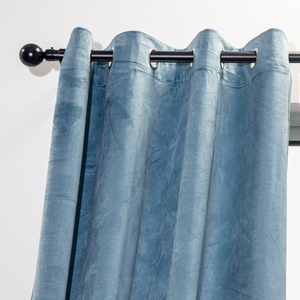 Cortinas Opacas Modernas DaiRui Estilo Sudamericano, Tela de Terciopelo con Hojas Azules en Relieve para Sala de Estar - Product Image 5