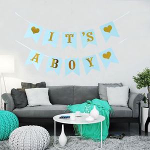 20X16cm Battesimo Baby Shower Ghirlanda Decorazione Di Compleanno Favori di Partito <span class=keywords><strong>È</strong></span> UNA Ragazza Ragazzo Ghirlanda di Carta Bunting Banner - Product Image 6