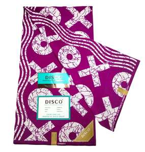 Tissu Wax Africain DISCO <span class=keywords><strong>Pagne</strong></span> <span class=keywords><strong>Violet</strong></span> Blanc XOXO au mètre ou en gros, Tissu Ankara Tie-dye en stock pour livraison immédiate - Product Image 1