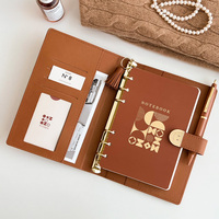 Carnet A6 de haute qualité pour filles/étudiantes, joli carnet à anneaux magnétiques en cuir PU, journal/agenda personnalisé avec logo imprimé