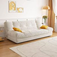 Canapé-lit nuage moderne et simple, pliable, double usage, 3 places, cadre en bois, rembourrage en mousse, tissu, pour salon, petit appartement, couleur crème