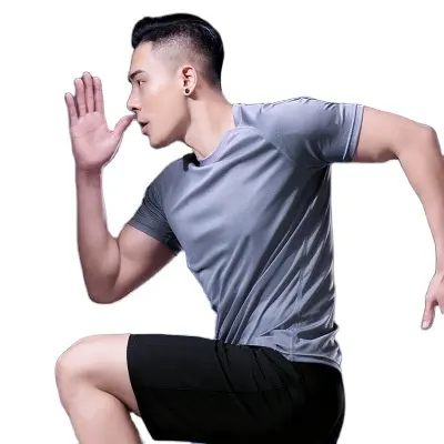 Bernapas Pria Otot Pria Gym Olahraga T-shirt Lari Kebugaran Olahraga Workout Kemeja Cocok untuk Gym Pakaian Pria