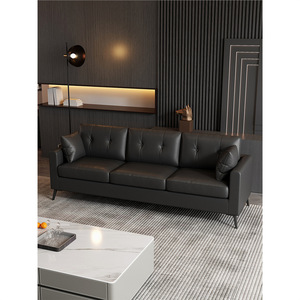 Sofá de Cuero Moderno para Sala de Estar con Espacio de Almacenamiento y Estructura de Madera Sólida, Diseño de Tres Asientos para Uso en el Hogar o la Oficina - Product Image 2