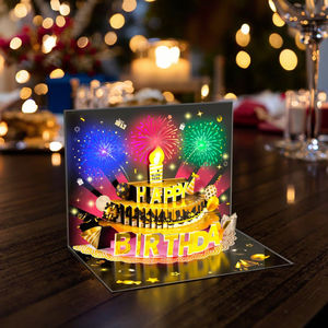 في المخزون بطاقات عيد ميلاد ثلاثية الأبعاد منبثقة بطاقات معايدة ألعاب نارية للاحتفال هدايا عيد ميلاد مع أضواء وصوت لأصدقاء الأم والزوجة - Product Image 1