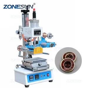 ZONESUN Sem Automatic Pneumatic Hot Foil Logo Leather Wood Plastic Card Paper Napkin Stamping Embossing Printing Machine