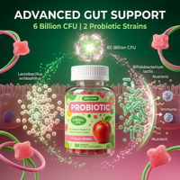 Gummies de Probiotiques Naturels Extra Forts – Probiotiques Actifs 2 Souches Puissantes pour Soutenir la Santé Immunitaire et Digestive des Enfants