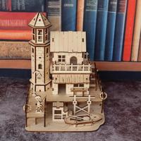 Puzzle 3D en bois, modèle de construction de cabane de pêcheur, fait à la main, à assembler soi-même, jouets éducatifs, ornements créatifs, en boîte, pour les 14 ans et plus