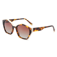 Lunettes de soleil polarisées hexagonales bicolores en acétate, protection UV, anti-éblouissement pour femme, usage quotidien, logo personnalisé