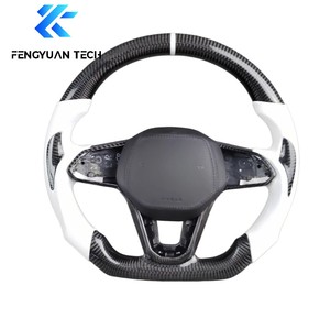 พวงมาลัยหนังแท้คาร์บอนไฟเบอร์ฟอร์จ สำหรับรถยนต์ VW Golf 8 MK8 R-line <span class=keywords><strong>GTI</strong></span> พร้อมอัลคันทาร่า สไตล์สปอร์ต ไม่มีถุงลมนิรภัย - Product Image 5