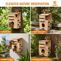 Maison pour écureuils en bois de pin double couche de luxe avec fenêtre d'observation, habitat extérieur en bois massif pour la décoration du jardin
