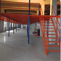 Étagères de plateforme en loft, atelier, bâtiment industriel, structure en acier robuste à deux étages, poutre en I, sans soudure, démontable, réglable