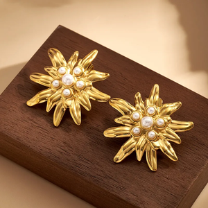 ต่างหูสไตล์ลำลองชุบทอง 18K บนสแตนเลสสตีล 304 ประดับมุกอะคริลิก รูปดาวทะเลและเปลือกหอย ขัดเงา ชุบด้วยไฟฟ้า เหมาะสำหรับใส่ในชีวิตประจำวัน - Product Image 6