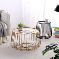 Table à thé de luxe légère combinaison de rangement créatif citrouille Table à thé Art en fer baie vitrée salon canapé rangement table de bord