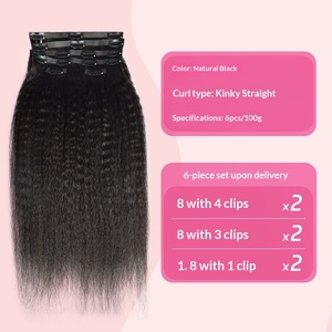 ผมต่อแบบคลิปหนีบชนิดตรงแบบหยิกเล็กน้อย ทำจากผมแท้ Remy  ไร้รอยต่อ หนาเต็มปลาย  ผมแท้ 100% สำหรับผู้หญิงผิวสี - Product Image 6
